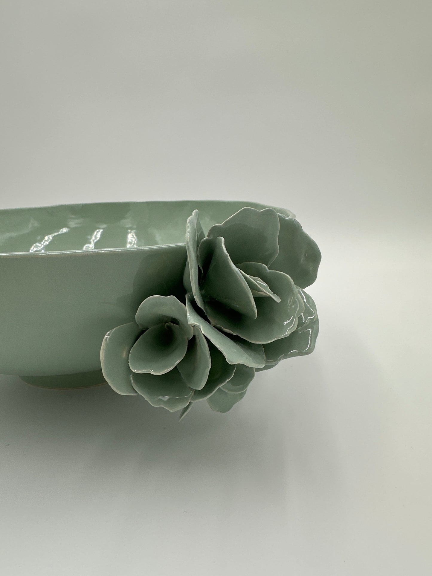 Large Floral Bowl - Sage