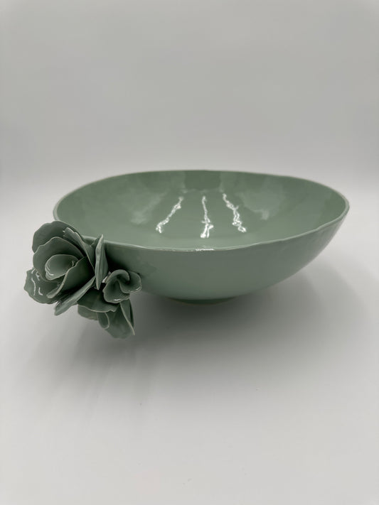 Large Floral Bowl - Sage