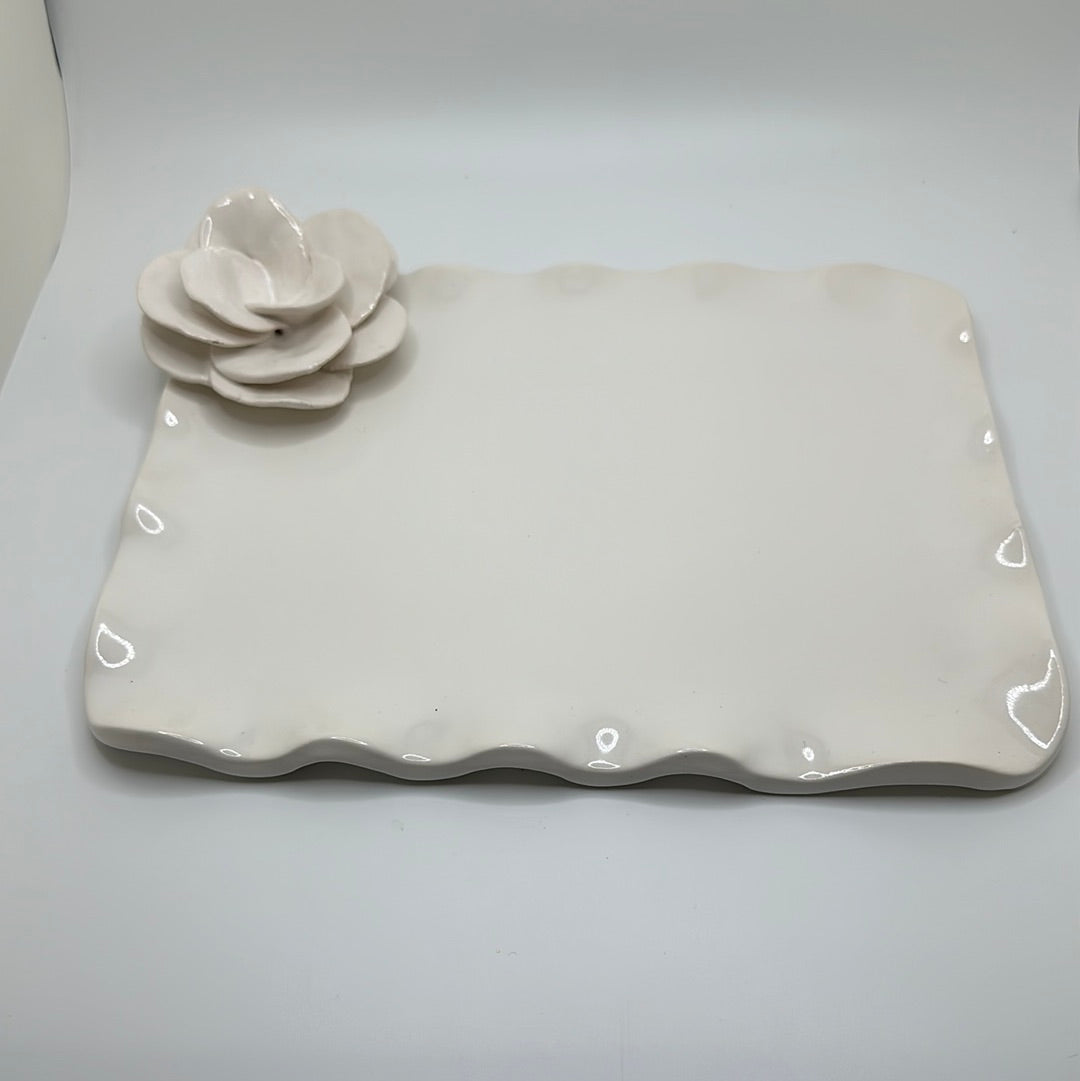 Ruffled Floral Platter